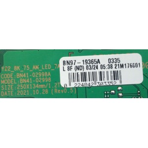 LED DIVER PARA TV SAMSUNG / NUMERO DE PARTE BN94-17421A / BN41-02998A / BN97-19365A / BN9417421A / 17421A / NUMERO DE PANEL CY-TB085JLAV1H / DISPLAY BN96-54608A / T750MVR03.0 / MODELO QN85QN900BFXZA